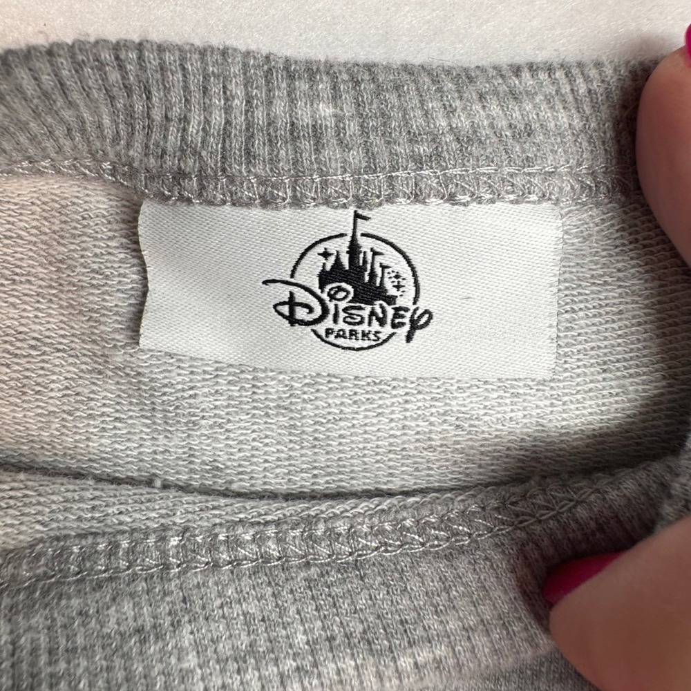 Disney Parks Walt Disney World Gray Sweatshirt Mickey Mouse Spellout Applique S - Picture 3 of 6